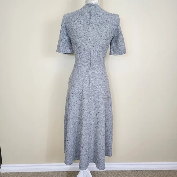 ZARA Speckled Mulberry Silk Wool Midi Dress Gray Woven A-line Dress XS - Picture 6 of 15